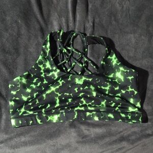 Constantly Varied Gear Neon Green and Black Lattice-Back Sports Bra